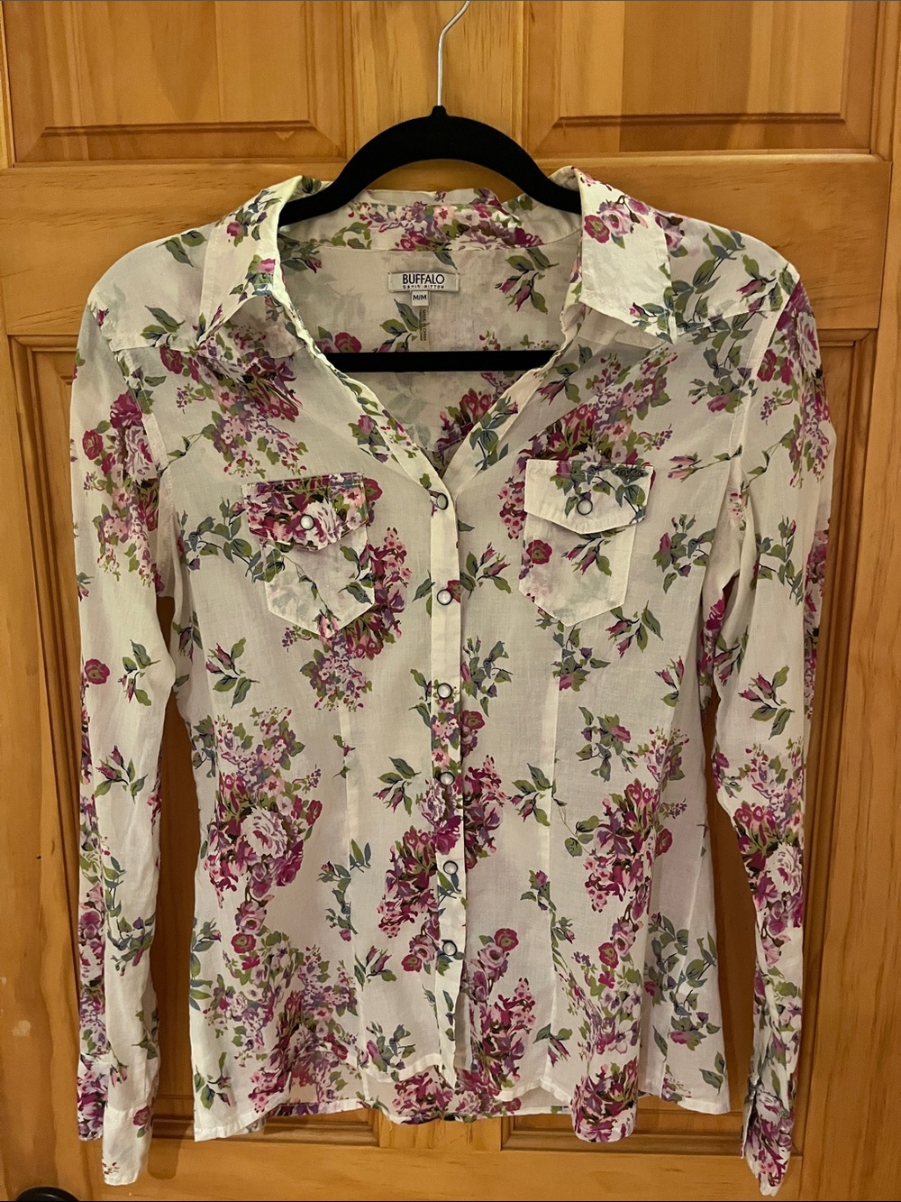 Buffalo David Bitton Cream Button-Front Floral Shirt with floral Print